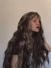 Largo SHANGKE-Peluca de pelo rizado sintético resistente al calor para mujer, pelo falso Natural con parte de pelo medio