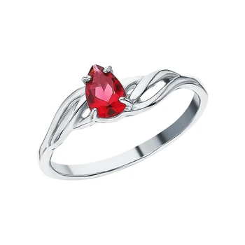 

Silver ring with Garnet synthetic sunlight sample 925