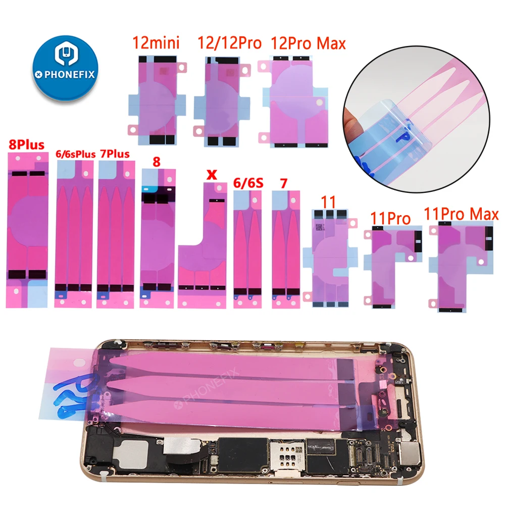 

10pcs Battery Adhesive Sticker Glue Tape Strip For iPhone 11 Pro 12 XS Max XR X 8 7 6S 6 Plus Double Tape Strip Phone Repair