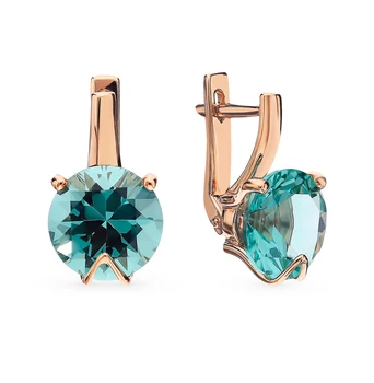 

Gold earrings with quartz sunlight sample 585