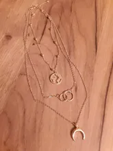 Colgante Retro de Luna y mapa del mundo para mujer, collar de oro Colodr multicapa, accesorios de joyería para fiesta