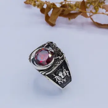 

925 Sterling Moon Star Tugra and State Coat of Arms Patterned Silver Ring Fashion Turkish Premium Quality Handmade Jawelery
