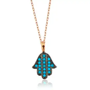

925 sterling Silver Blue Fatma Master Hand Lady Necklace