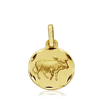 

Medal 18k gold horoscope Taurus 13mm. Zodiac sign [AA7405]