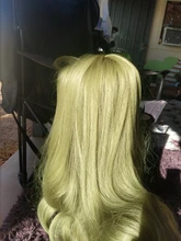 Peluca de cabello sintético para mujer, pelo negro y verde de 24 pulgadas con volante grande y flequillo, estilo africano y americano, fibra resistente al calor