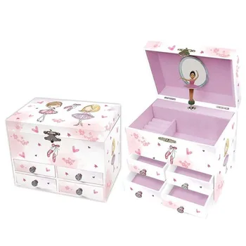 

Musical jewelry box with drawers flats