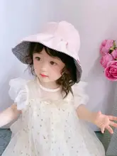 Niños niño gorro para el sol niña gorro de playa de verano con cadena de Panamá sol UV tapas de protección al aire libre los niños sombreros de cubo 3-8Years