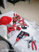 Caja de Herramientas para niños, Kit de herramientas de reparación de simulación de ingeniería, taladro eléctrico, destornillador, caja de juguete