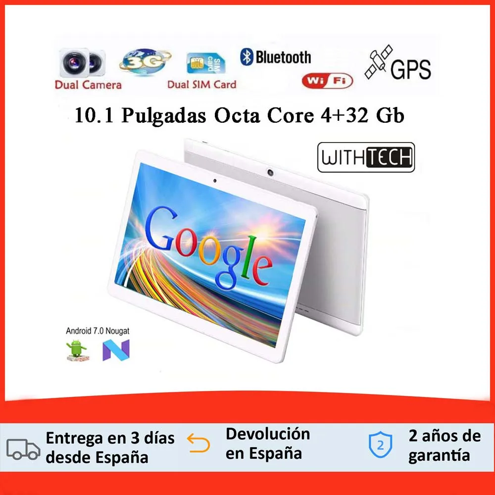 TABLET 10.1 WITHTECH CIS EDISON IV   3G, OCTA CORE 4 GB RAM 32 ROM WIFI DUAL SIM LLAMADAS FUNDA TECLADO  ANDROID 7