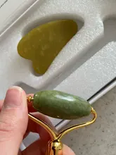 Gua Sha-Rodillo de Jade Natural, masajeador de cara delgada, herramientas de elevación, piedra verde, antiedad, arrugas, belleza de la piel, conjunto de cuidado