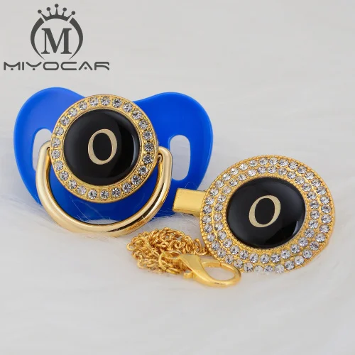 MIYOCAR имя инициалы Письмо O Элегантный Серебряный bling соска и пустышка Клип BPA бесплатно пустышка bling уникальный дизайн LO - Цвет: LO-6   6-18M