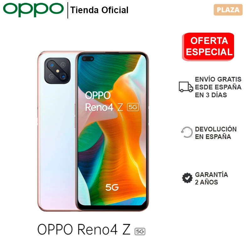 OPPO Reno 4 Z 5G 8GB/128GB, Smartphones, Cámara Frontal Doble, Pantalla 6.57, 4000 mAh, Android 10, Entrega rápida España
