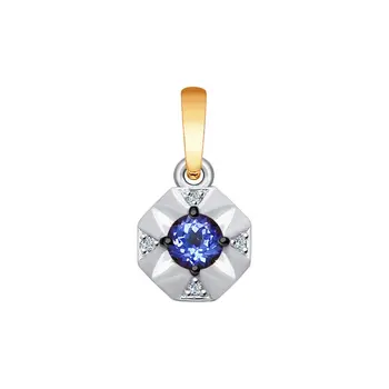 

Sokolov pendant in combined gold with diamonds and tanzanite, fashion jewelry, 585, women's male, pendants for neck women