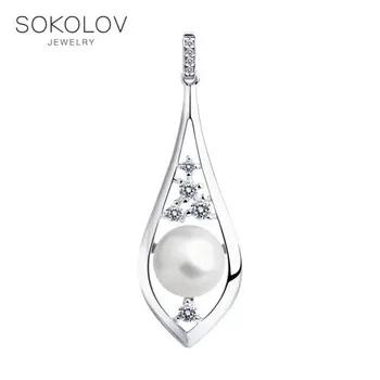 

SOKOLOV suspension of silver with pearls and fianitami, fashion jewelry, 925, women's/men's, male/female, women's male, pendants for neck women
