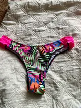 Bikini con flores y volante de mujer, traje de baño con estampado de flores para playa y piscina sin espalda, bikinis brasileños sexis para mujer de verano 2020