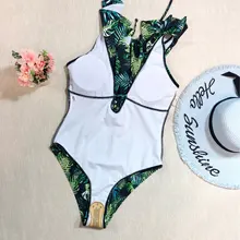 Bañador Sexy de una pieza para mujer, traje de baño de realce, Monokini con volantes, ajustable al hombro, 2021