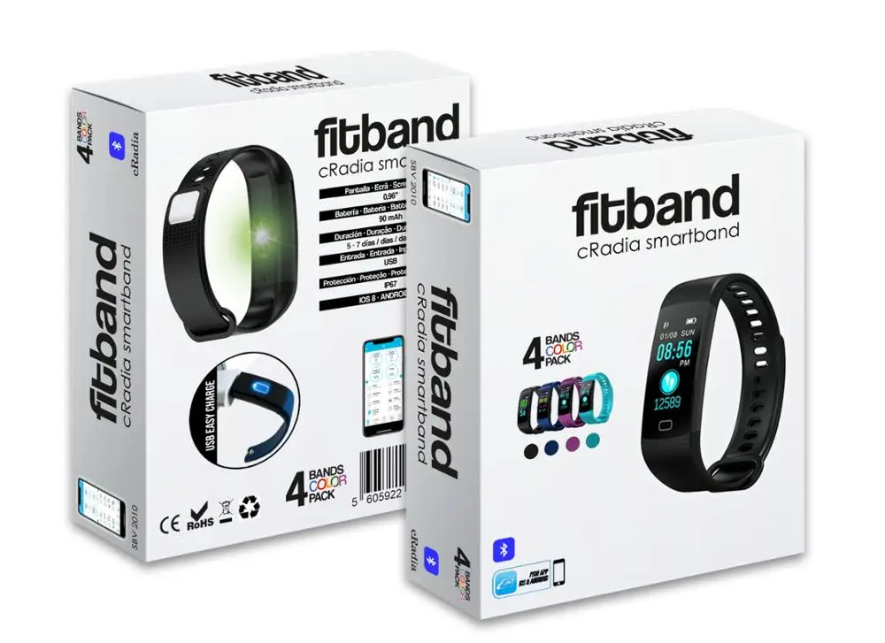 Bluetooth à Prova Pulseira Inteligente Display Colorido Fitness Rastreador Dwaterproof Água Inclui 4 Cores Freqüência Cardíaca Pressão ar - Image 3