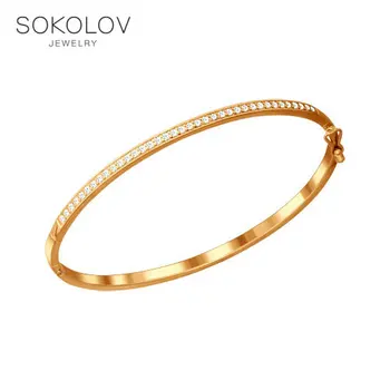 

Bracelet hard SOKOLOV made of gilded silver with cubic zirkonia fashion jewelry 925 women's male