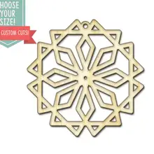 Снежинка Орнамент Дерево вырезанный-размер на заказ-лазерная резка Деревянные Художественные товары для рукоделия Настенный декор дерево праздничный подарок DCS0350