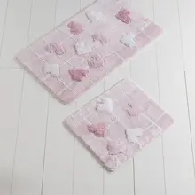 Коврики для ванной нескользящие Противоскользящие коврики противоскользящие My Heart Pink 2'Li набор 60X100 см-50X60 см