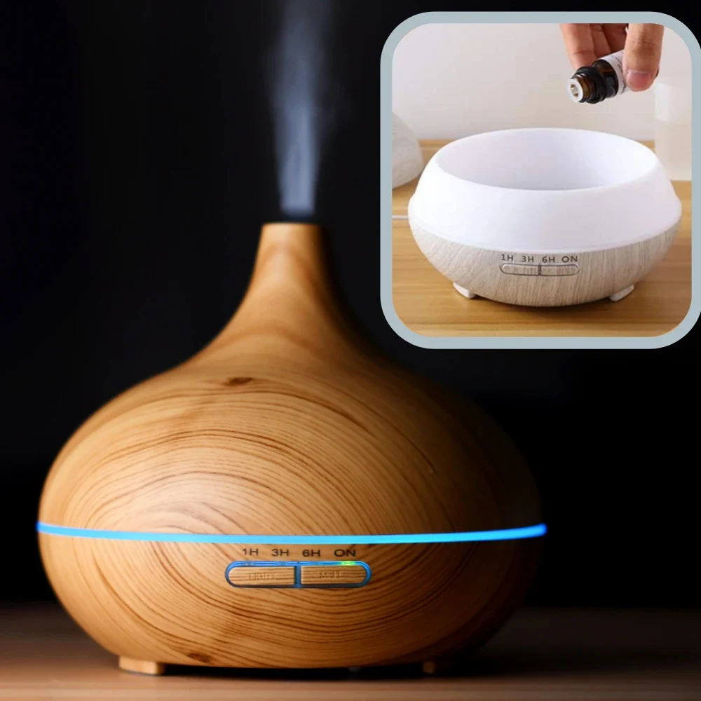 zegevierend wijk Wolf in schaapskleren Essential Oil Diffuser 500ml Essential Oil Aroma Humidifier with Remote  Control Led Essential Oil Light Wood Grain Ultrasonic Fog Machine 7 Colors  LED Light from Spain - AliExpress