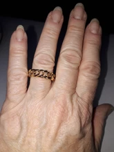 Anillo de cadena gruesa de 6mm de grosor para mujer y niña, sortija con eslabones cubanos rellenos de oro de acero inoxidable, anillo elegante