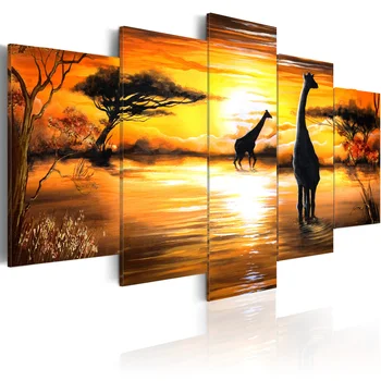 

Picture-Giraffe all'abbeverata - 100x50 cm