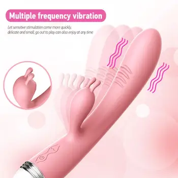 G-spot Rabbit Double Vibrator for Woman  Strapon Masturbation Clitoris Stimulator Dildos Waterproof Rechargeable Adult Sex Toys 2