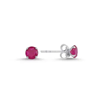 

Angemiel 925 Silver 5mm Round Opaque Ruby Zircon Engagement Earrings