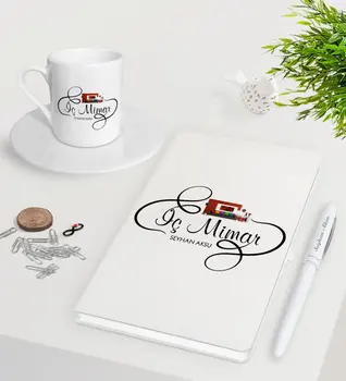 

Personalized Underwear Architect White Notebook Pen Turkish coffee Cup Seti-2