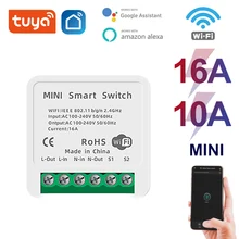 Mini Tuya Wifi DIY Switch Unterstützt 16/10A 2 Weg Control Smart Home Automation Modul Arbeitet mit Alexa Google hause Smart Leben App