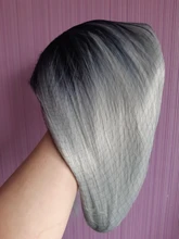 Synthetic Wig Party-Hair Grey Straight-Bob Black Cosplay Shoulder-Length Ombre Women