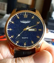 LANGLISHI-relojes deportivos de acero inoxidable para hombre, reloj de pulsera de cuero, de negocios, de cuarzo, 2020
