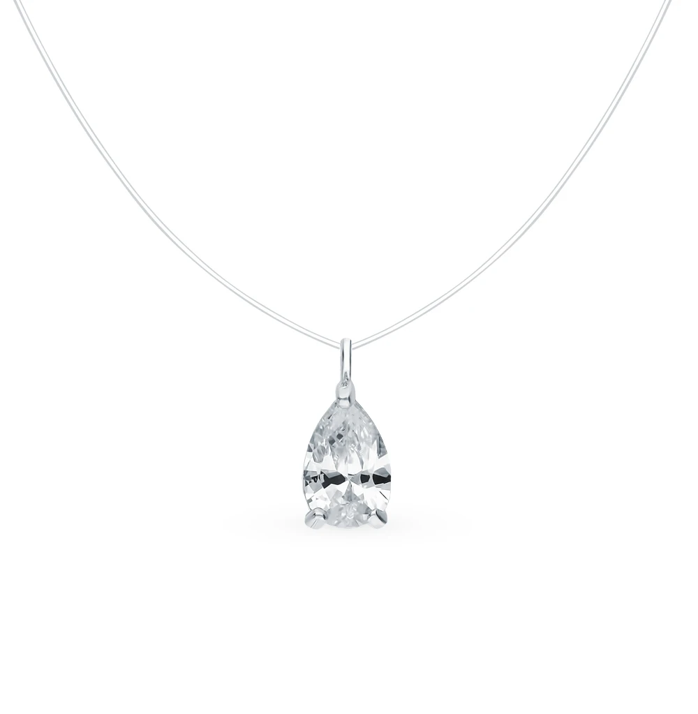Серебряное колье с фианитом SUNLIGHT проба 925