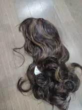 ALAN EATON-Peluca de cabello sintético para mujer afroamericana, cabellera artificial largo ondulado con flequillo, color negro, marrón y dorado, resistente al calor