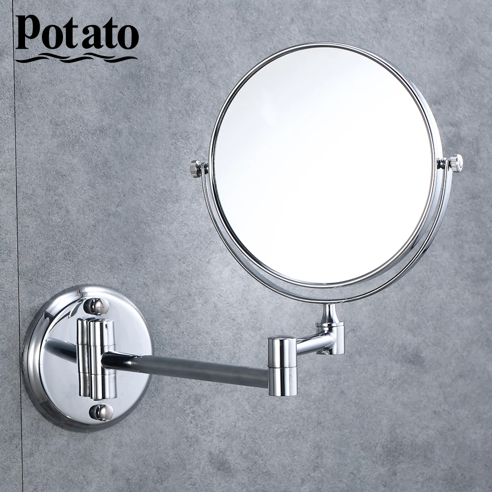 

Potato Wall Mirror Extend Double Side Bathroom Cosmetic Makeup Shaving Faced Rotatalbe 7" 3X Magnifying Mirror p760-6