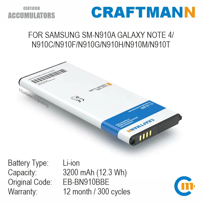 

Battery with NFC for Samsung SM-N910A GALAXY NOTE 4/N910C/N910F/N910G/N910H/N910M/N910T (EB-BN910BBE/EB-BN910BBEGWW)