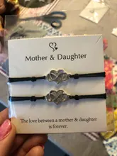 Pulseras de corazón infinito para madre e hija, pulsera de cuerda ajustable, joyería de moda para mujer y niña, envío directo