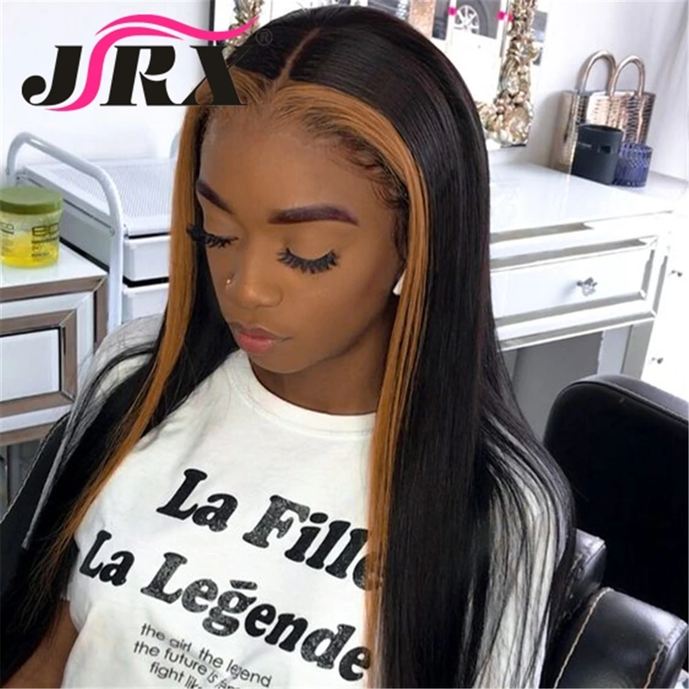 

Honey Blonde Highlight Straight With Baby Hair and Long Wigs 13*4 lace front Human Hair Wigs Ombre Colored Brazilian Pre-plucked