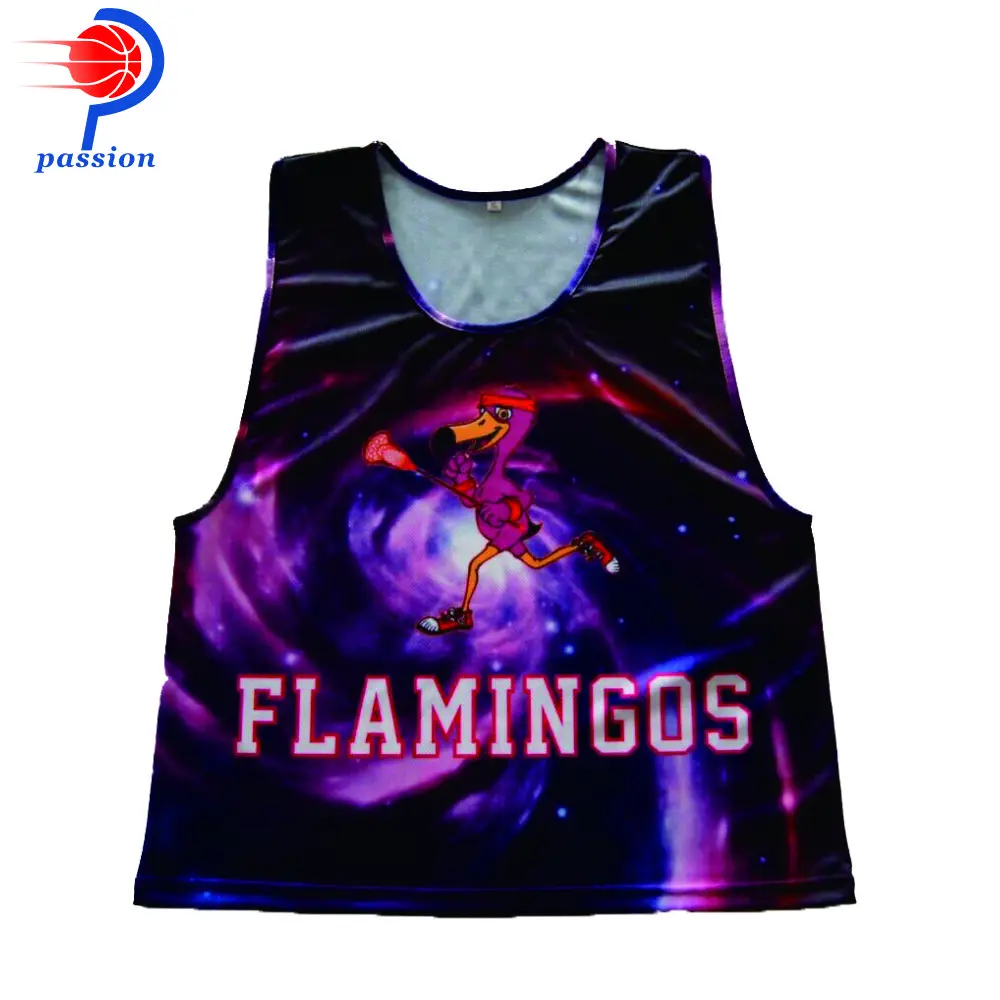 

Lacrosse Sleeveless Racer Back Girls Singlet Pinnie Shirts With Sublimated Flamingos Logo