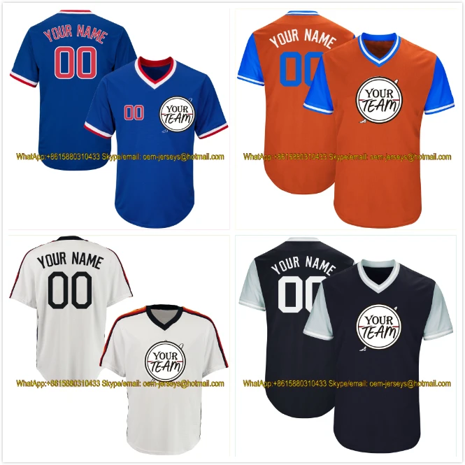 Customize Pullover Baseball Jerseys Design Team Logo Embroidered Stitch