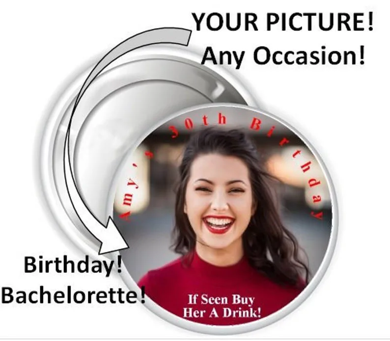 Custom Your Photo Pins Brooche Personalized Name Birth Date Lapel Pin Shirt Bag Badge Acrylic Jewelry Best Friend Gifts