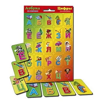 

Cards teaching on magnets "ABC and numbers" (red Mini) red cat am-7259