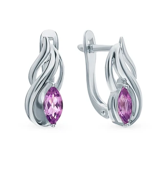 

Silver earrings with amethyst sunlight sample 925