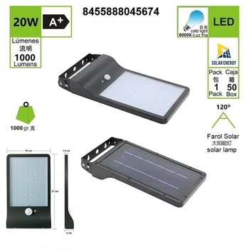 

LED FAROLA SOLAR LÁMPARA 20 W EXTERIOR