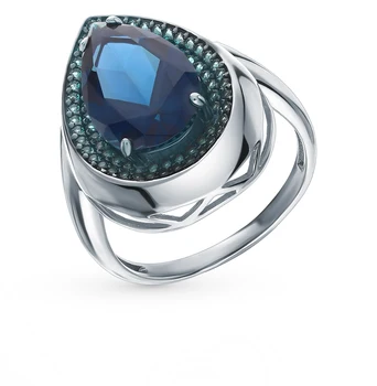 

Silver ring with nanocrystal, topaz and Emerald sunlight sample 925