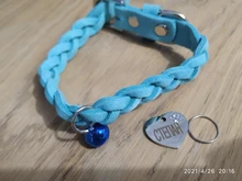 Collar de cuero trenzado para perro, cachorro, gato, con etiqueta de nombre personalizada grabada para perros pequeños y medianos, campana gratis