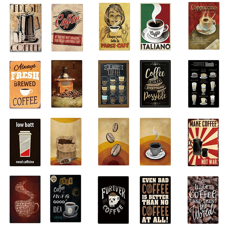 1 pc Coffee cafe poster Marijuana plaques Tin Plate Sign plate wall man