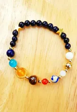 Universo ocho planetas cuentas brazaletes y pulseras de joyería de moda Natural Sistema Solar pulsera para las mujeres o los hombres de Navidad