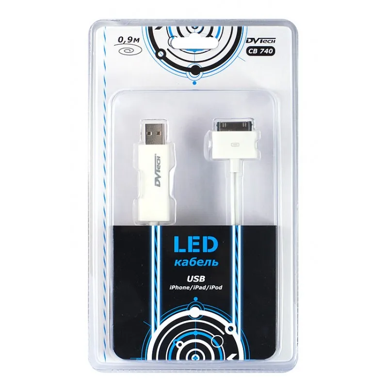 Кабель led USB для i_Pad/i_Phone/i_Pod 30pin 2 0 9 m dvtech cb740 | Мобильные телефоны и аксессуары